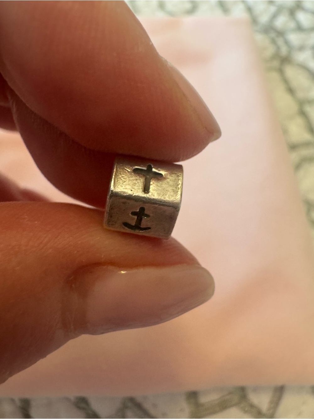 Pandora Silver Anchor & Cross Cube Bead
